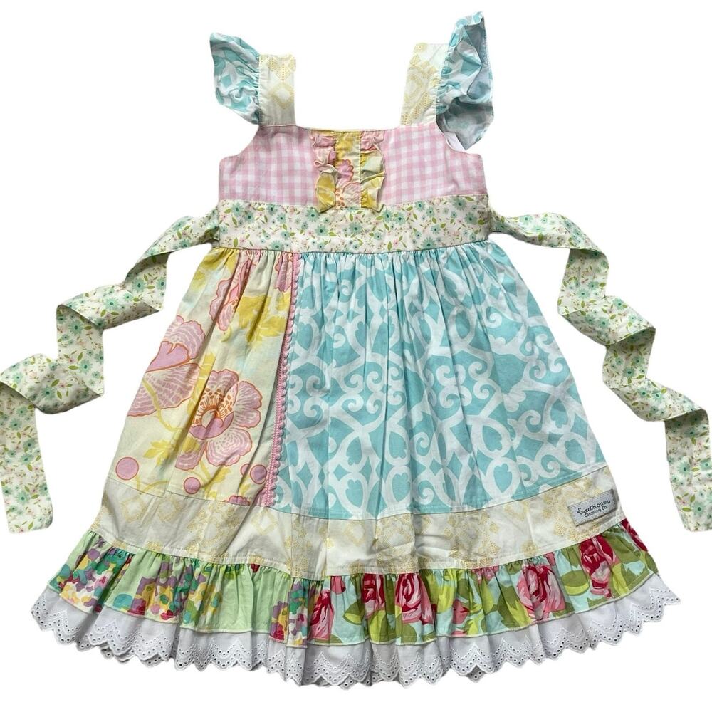 SweetHoney Floral Whimsical Dress Girls Size 5 EUC